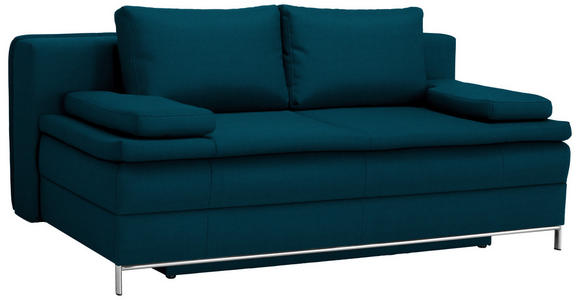BOXSPRINGSOFA Centa in Webstoff Petrol  - Chromfarben/Petrol, Design, Textil/Metall (200/93/107cm) - Novel
