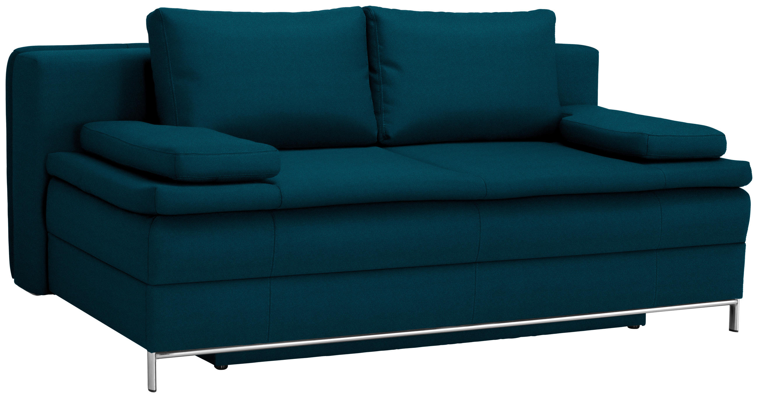 BOXSPRINGSOFA in Petrol  - Chromfarben/Petrol, Design, Textil/Metall (200/93/107cm) - Novel