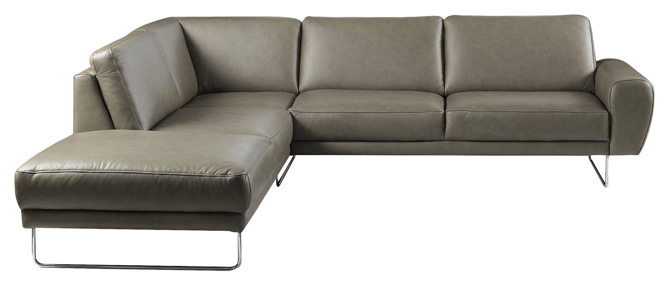ECKSOFA in Echtleder Grau  - Chromfarben/Grau, Design, Leder/Metall (250/273cm) - Livetastic