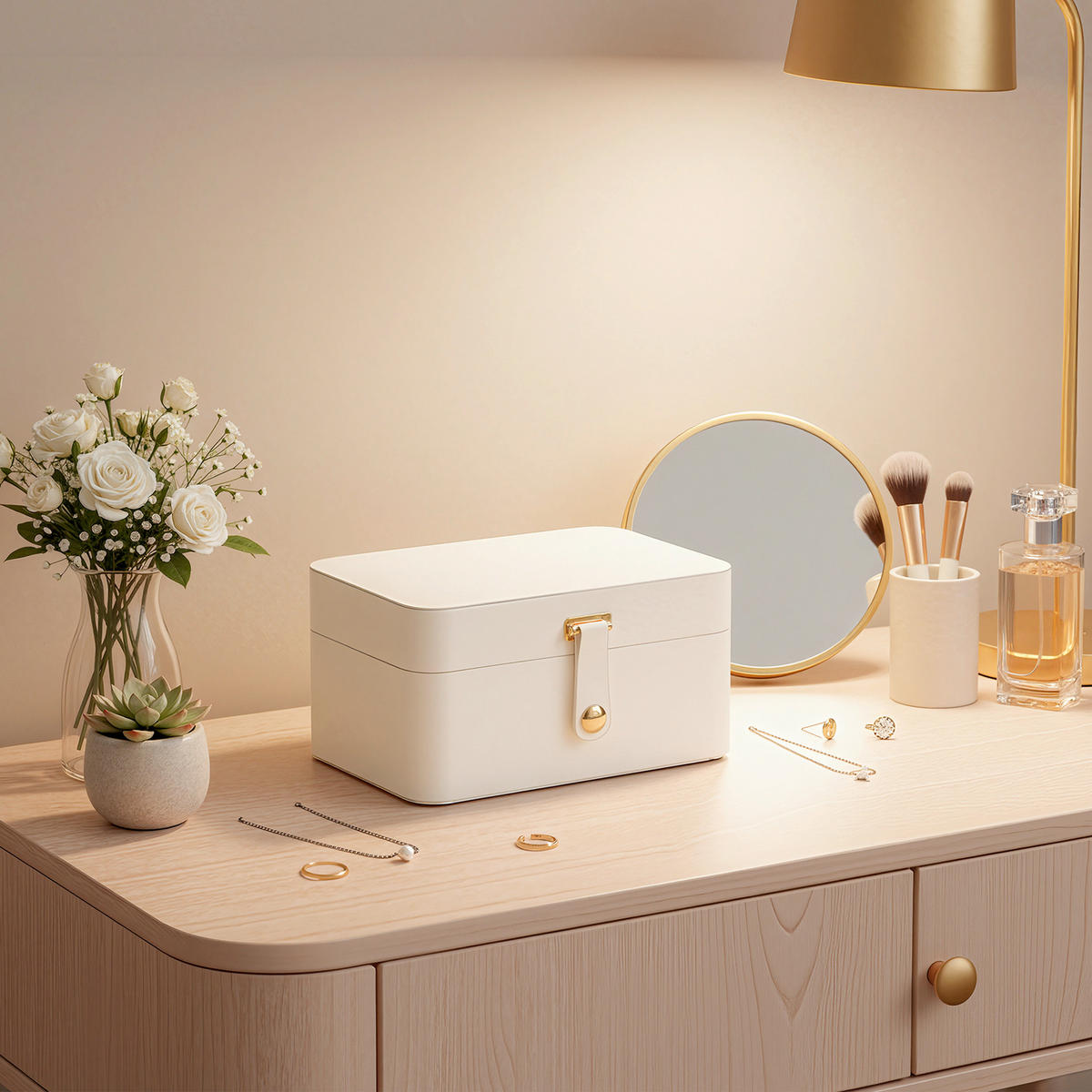 SCHMUCKKÄSTCHEN - Weiß, Trend, Kunststoff/Textil (16/8/11cm) - Boxxx