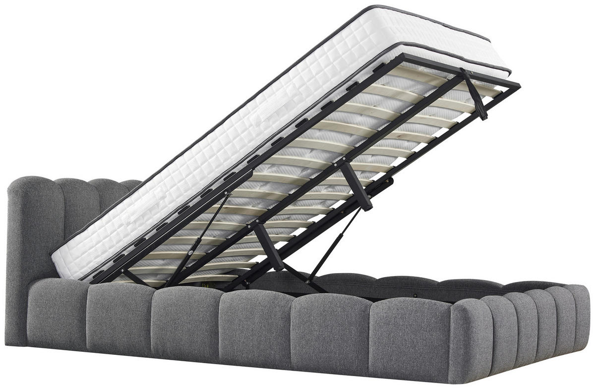 POLSTERBETT 140/200 cm  Grau  - Schwarz/Naturfarben, Modern, Holz/Kunststoff (140/200cm) - Livetastic