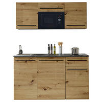 KÜCHENBLOCK 160 cm   in Braun, Eiche Artisan  - Schwarz/Eiche Artisan, Trend, Holzwerkstoff/Kunststoff (160cm) - Carryhome