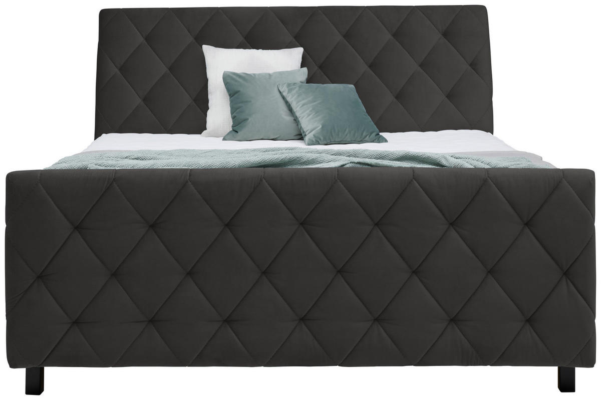 BOXSPRINGBETT 180/200 cm  in Dunkelgrau  - Dunkelgrau/Schwarz, KONVENTIONELL, Holz/Textil (180/200cm) - Ti'me