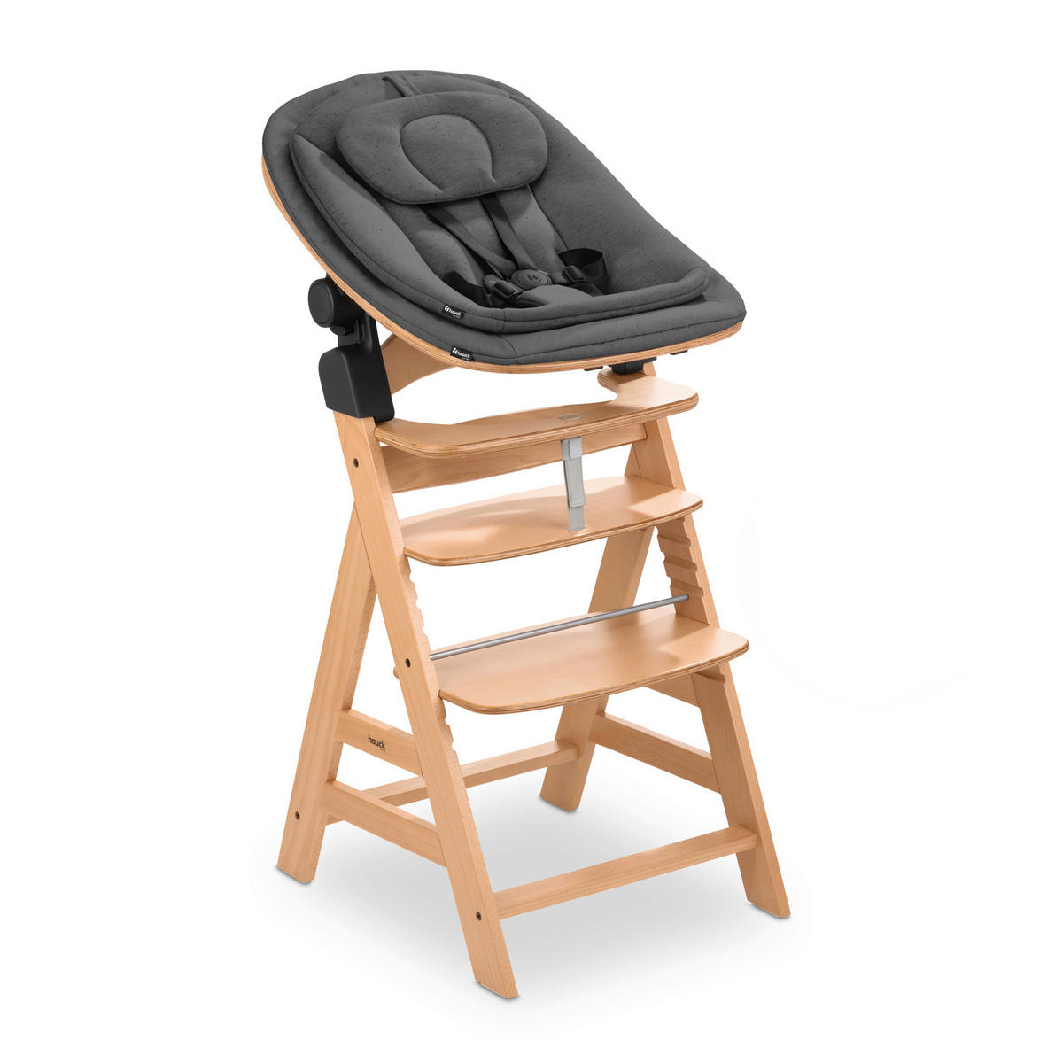 HOCHSTUHLLIEGE Highchair Bouncer Eco  - Dunkelgrau/Buchefarben, Basics, Holz/Textil (50/40/66cm) - Hauck