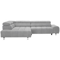 ECKSOFA Hellgrau Webstoff  - Silberfarben/Hellgrau, Design, Textil/Metall (201/295cm) - Hom`in