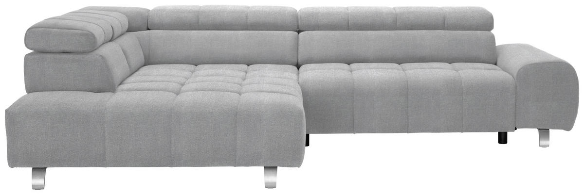 ECKSOFA Hellgrau Webstoff  - Silberfarben/Hellgrau, Design, Textil/Metall (201/295cm) - Hom`in