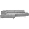 ECKSOFA in Webstoff Hellgrau  - Silberfarben/Hellgrau, Design, Textil/Metall (201/295cm) - Hom`in