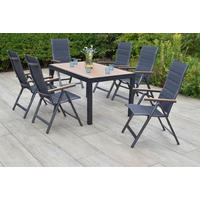 GARTENTISCHGRUPPE  - Graphitfarben/Naturfarben, KONVENTIONELL, Kunststoff/Textil - Gardenson