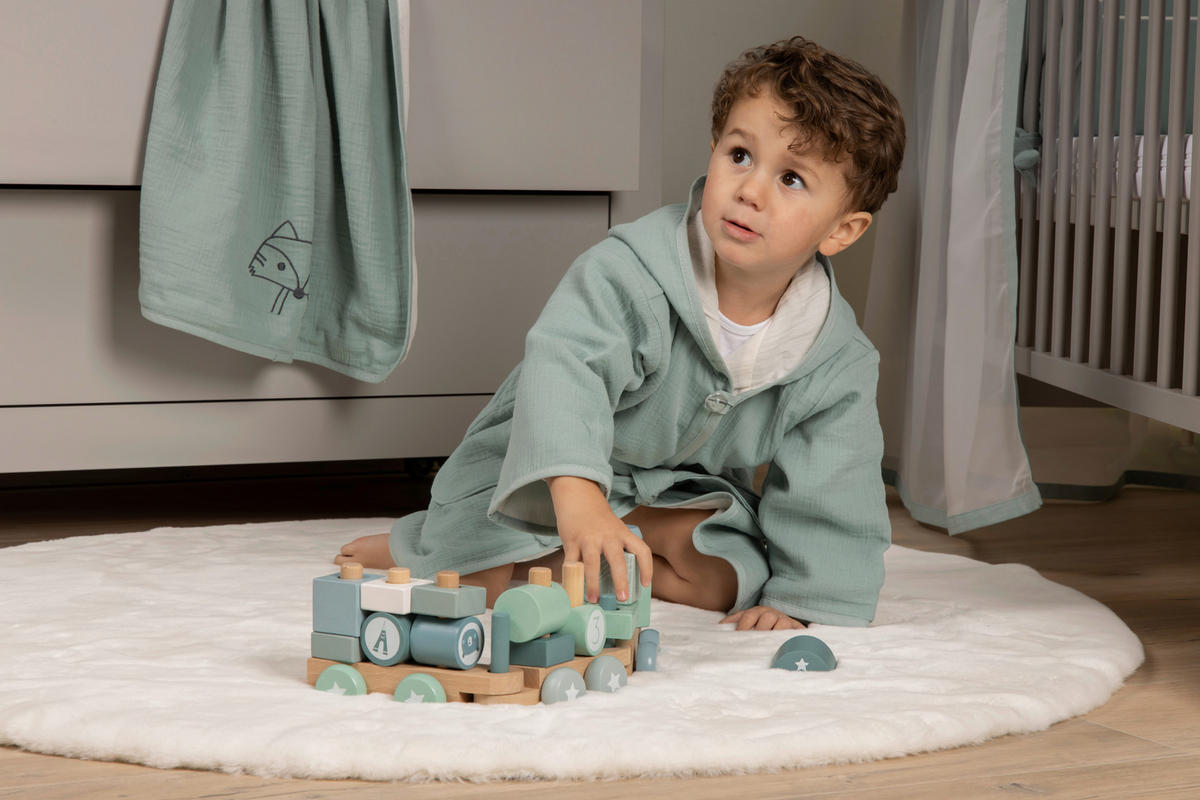 KINDERBADEMANTEL 92/98  - Creme/Grün, Basics, Textil (92/98null) - Bebe's Collection