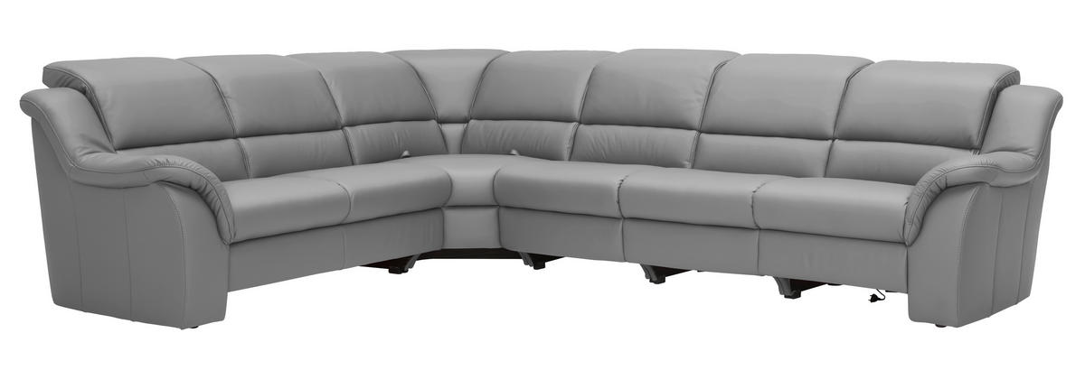 ECKSOFA  in Echtleder Hellgrau  260/324 cm  - Hellgrau/Schwarz, KONVENTIONELL, Leder/Kunststoff (260/324cm) - Cantus