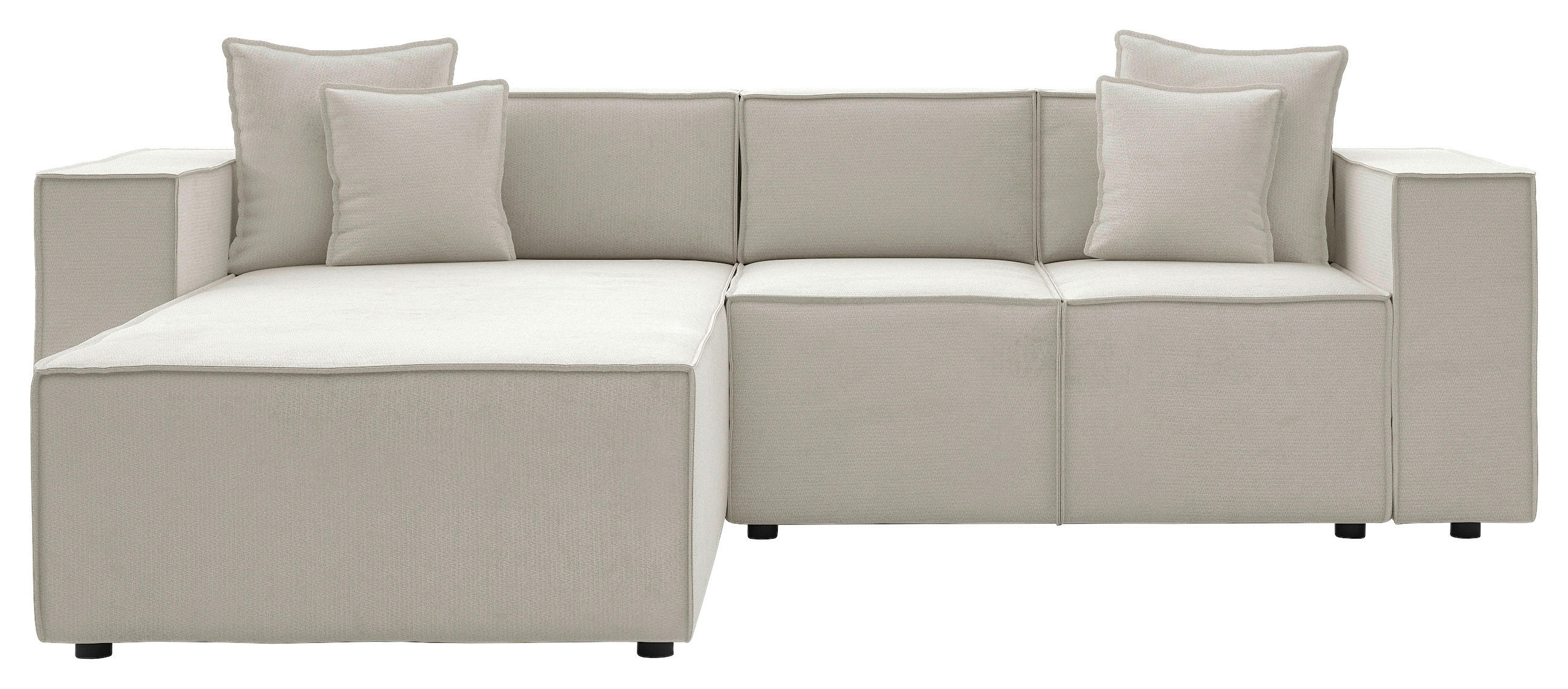 ECKSOFA  Creme Chenille  - Creme/Schwarz, MODERN, Kunststoff/Textil (180/265cm) - Milino