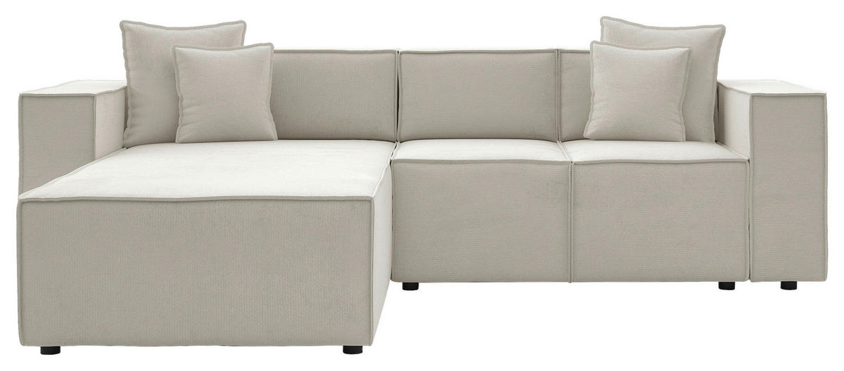 ECKSOFA  Creme Chenille  - Creme/Schwarz, MODERN, Kunststoff/Textil (180/265cm) - Milino