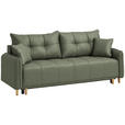 SCHLAFSOFA  in Chenille Grün  - Buchefarben/Grün, Design, Holz/Textil (217/97/101cm) - Carryhome
