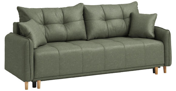 SCHLAFSOFA  in Chenille Grün  - Buchefarben/Grün, Design, Holz/Textil (217/97/101cm) - Carryhome