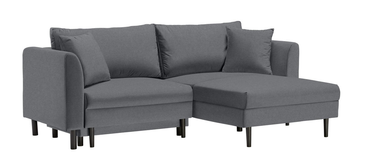 ECKSOFA Dunkelgrau Velours  - Dunkelgrau/Schwarz, Design, Holz/Textil (235/165cm) - Ti'me