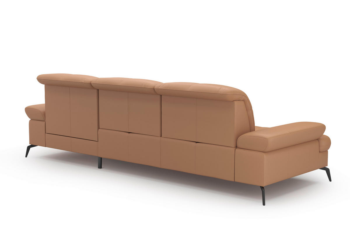 ECKSOFA in Echtleder Cappuccino  - Schwarz/Cappuccino, Konventionell, Leder/Metall (279/185cm) - Sit & More