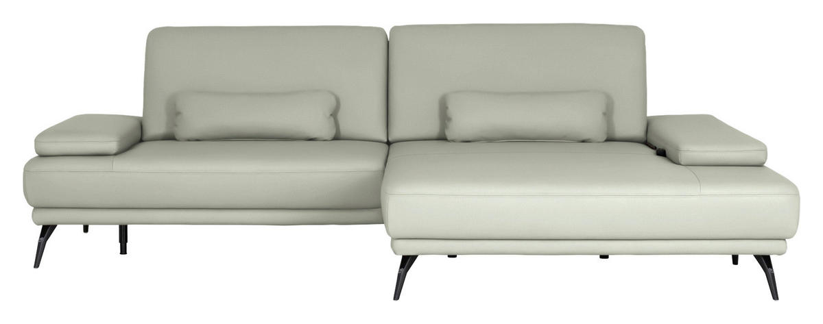ECKSOFA Echtleder Silberfarben  - Silberfarben/Schwarz, Konventionell, Leder/Metall (301/180cm) - Joop!