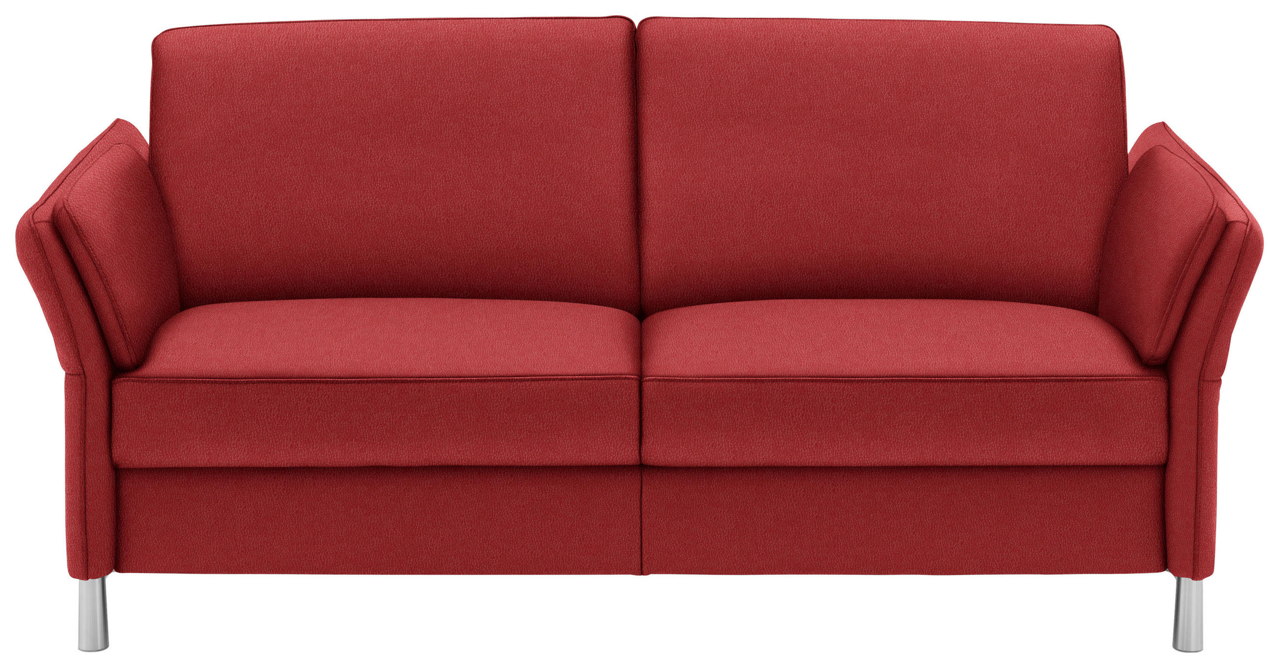 2,5-SITZER in Echtleder Rot  - Rot/Alufarben, Design, Leder/Metall (164cm) - Dieter Knoll