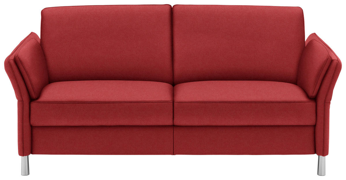 2,5-SITZER in Echtleder Rot  - Rot/Alufarben, Design, Leder/Metall (164cm) - Dieter Knoll