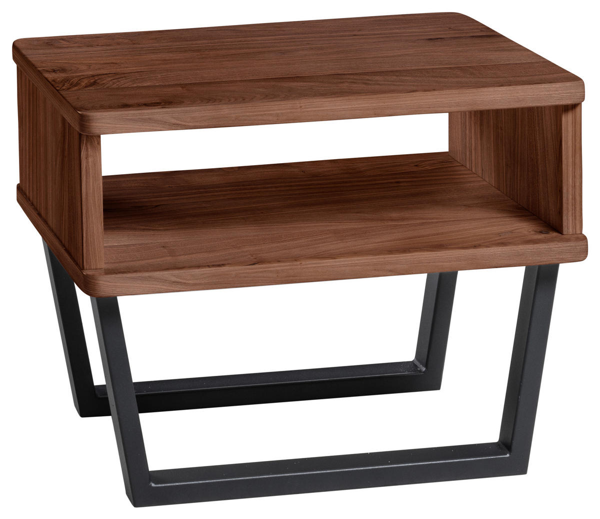 NACHTKÄSTCHEN in massiv Nussbaum Nussbaumfarben  - Anthrazit/Nussbaumfarben, Design, Holz/Metall (48/36/38cm) - Hasena