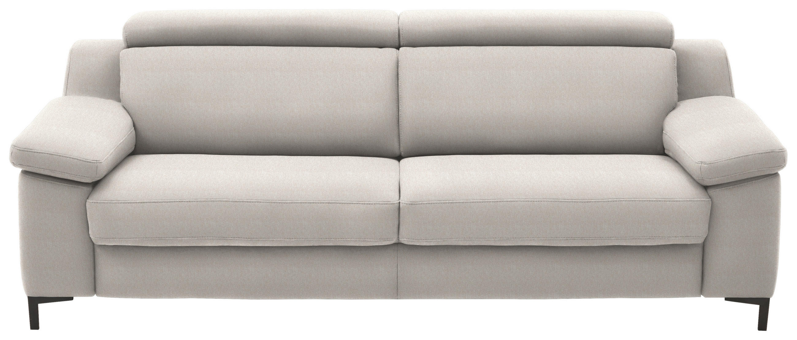 3-SITZER-SOFA in Chenille Ecru  - Ecru/Schwarz, Design, Textil/Metall (230/104/104cm) - Valdera