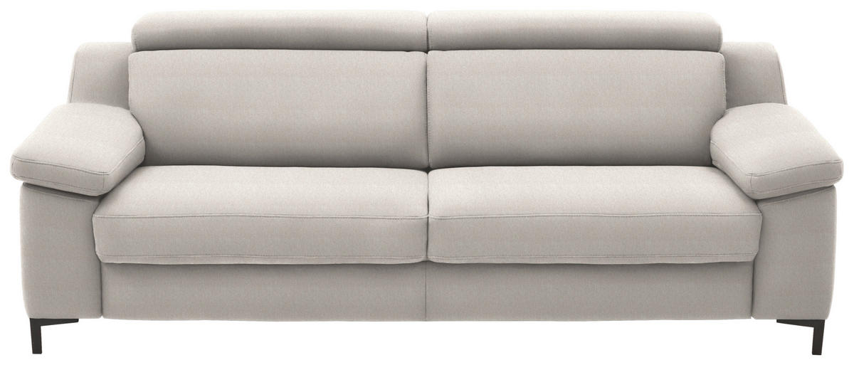 3-SITZER-SOFA in Chenille Ecru  - Ecru/Schwarz, Design, Textil/Metall (230/104/104cm) - Valdera