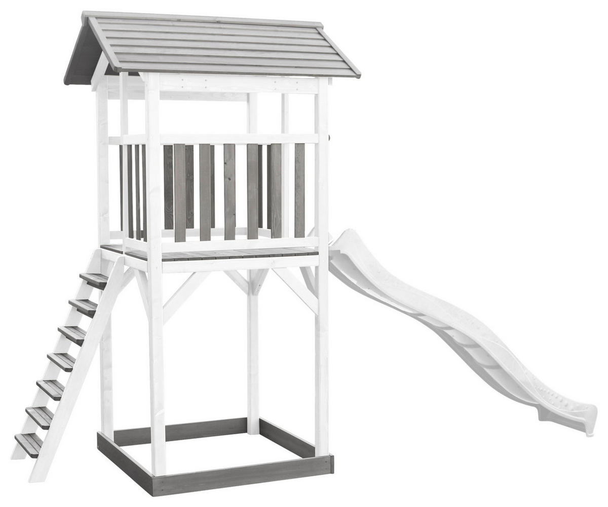 SPIELTURM 111,2/241,9/349 cm  - Weiss/Grau, Konventionell, Holz/Kunststoff (111,2/241,9/349cm)