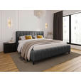 POLSTERBETT gepolstertes Kopfteil, Lattenrost, Bettkasten Anthrazit 180/200 cm  - Anthrazit/Schwarz, Design, Holz/Textil (180/200cm) - Carryhome
