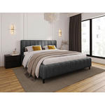 POLSTERBETT gepolstertes Kopfteil, Lattenrost, Bettkasten Anthrazit 180/200 cm  - Anthrazit/Schwarz, Design, Holz/Textil (180/200cm) - Carryhome