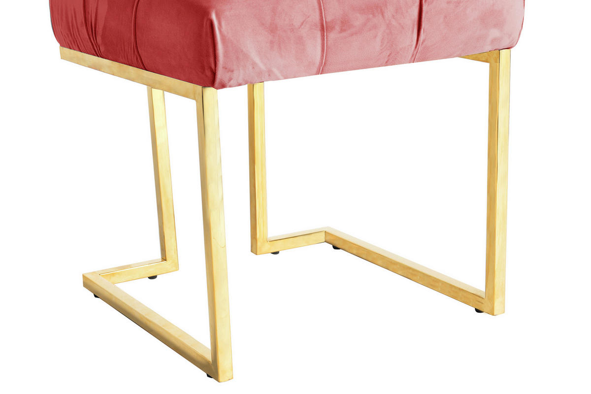 HOCKER Samt Altrosa  - Altrosa, Design, Textil/Metall (48/48/48cm) - Kayoom