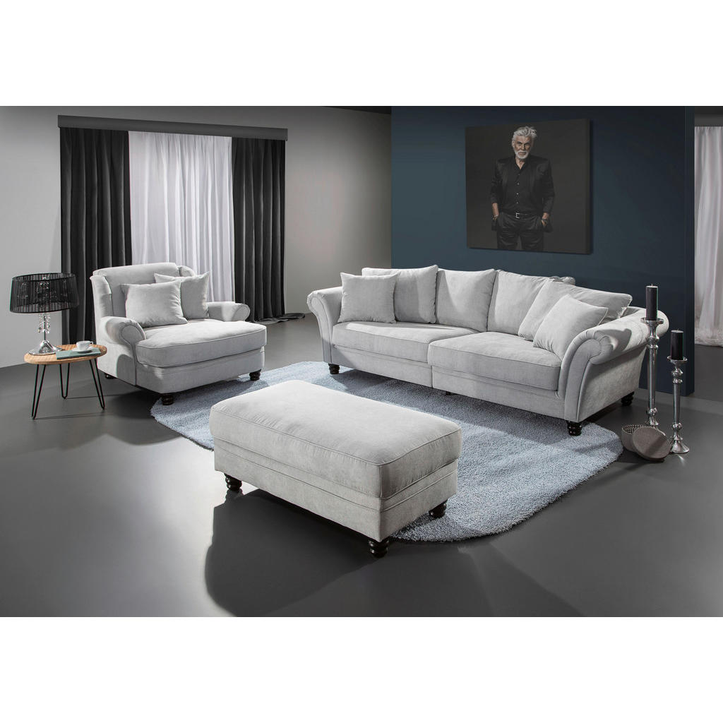 Thumbnail - Livetastic Bigsofa, Hellgrau, Holz, Textil, Buche, massiv, Uni, 3-Sitzer, 270x80x110 cm, Made in EU, Wohnzimmer, Sofas &...
