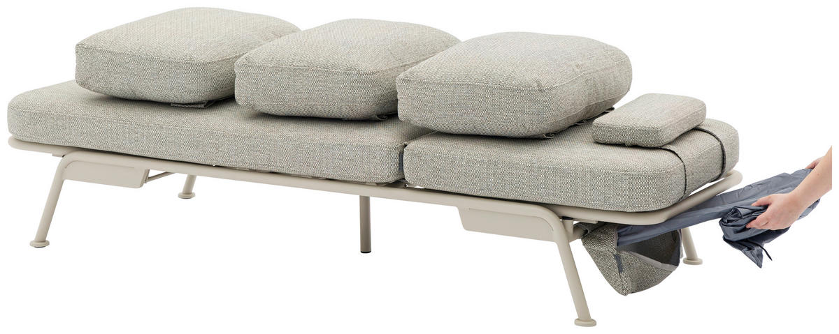 GARTENBANK 199/78/81 cm  in Taupe, Hellgrau  - Taupe/Hellgrau, Design, Textil/Metall (199/78/81cm) - Zebra 