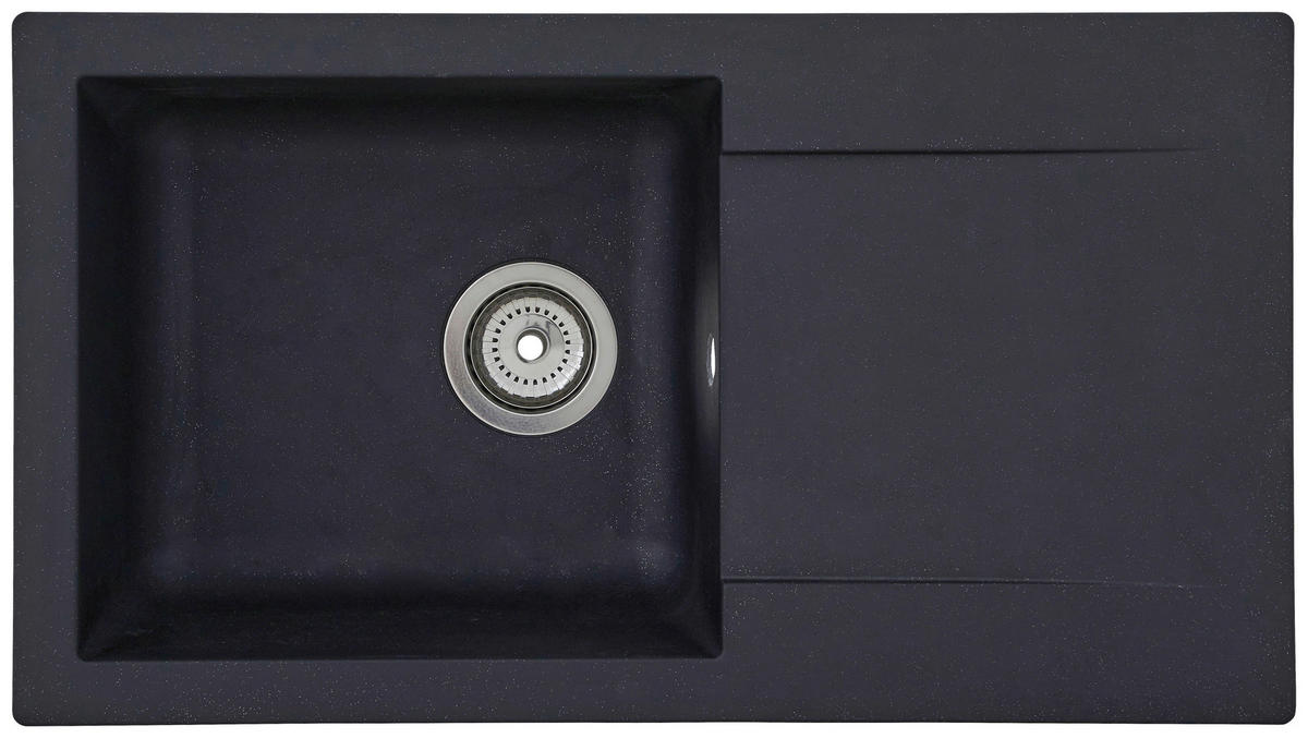 SPÜLE 1712DENVER78X44S  - Schwarz, Trend, Glas/Kunststoff (78/17/43,5cm) - Respekta