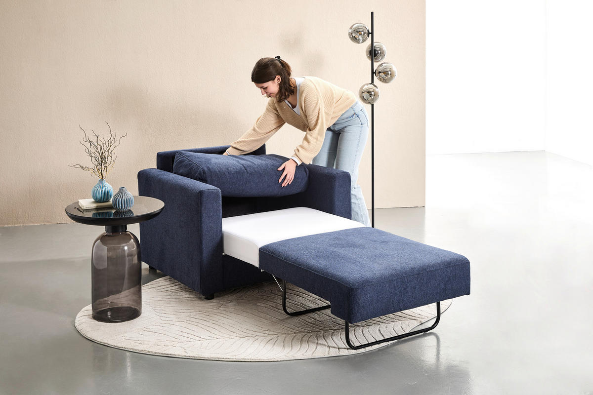 SCHLAFSESSEL Webstoff Dunkelblau    - Schwarz/Dunkelblau, KONVENTIONELL, Textil (104/85/90cm) - Xora