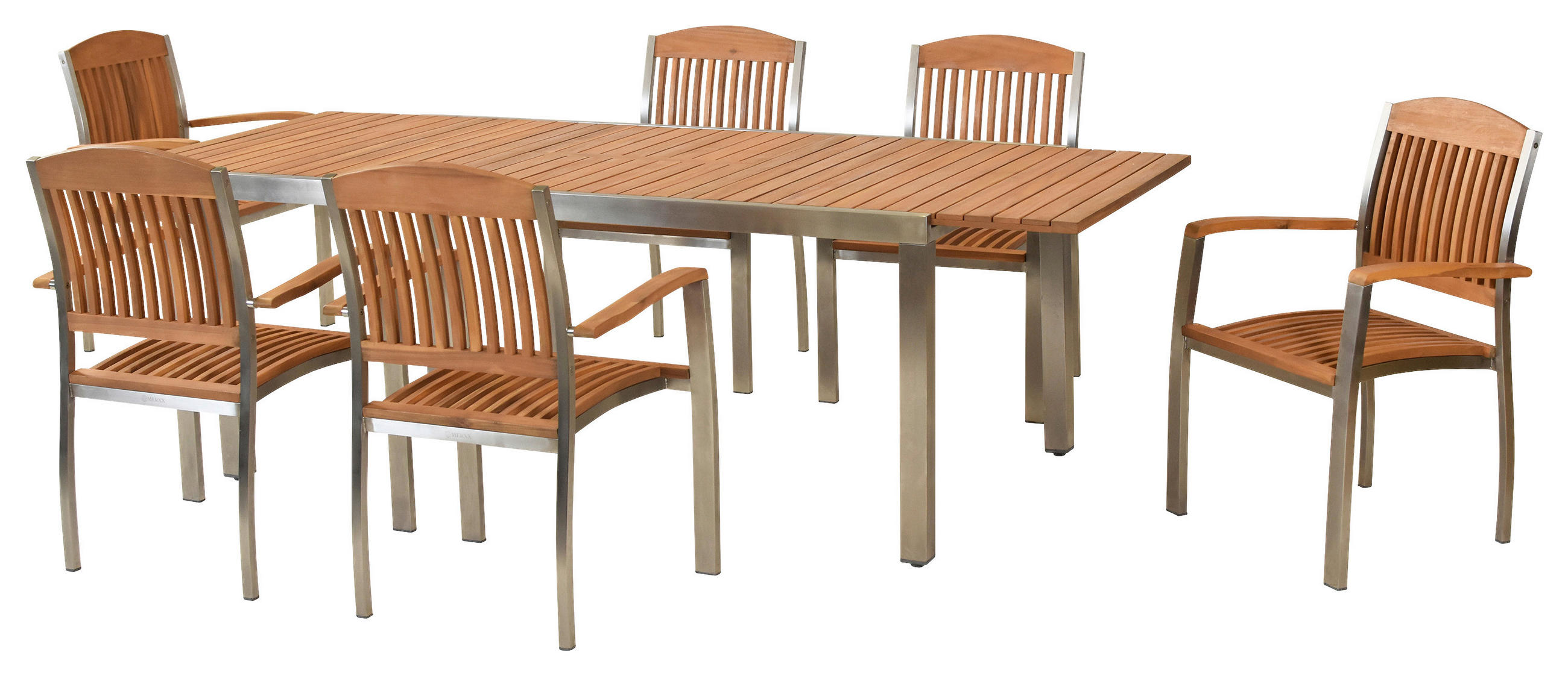 GARTENSET Akazie massiv Edelstahl  - Silberfarben/Naturfarben, MODERN, Holz/Metall - Gardenson