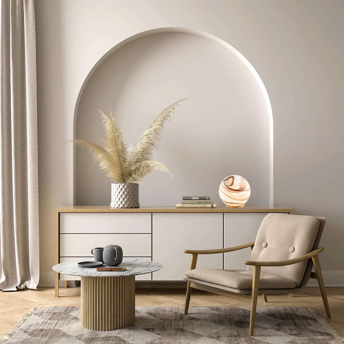 TISCHLEUCHTE 26/25/25 cm   - Messingfarben/Alabasterfarben, KONVENTIONELL, Glas/Metall (26/25/25cm)