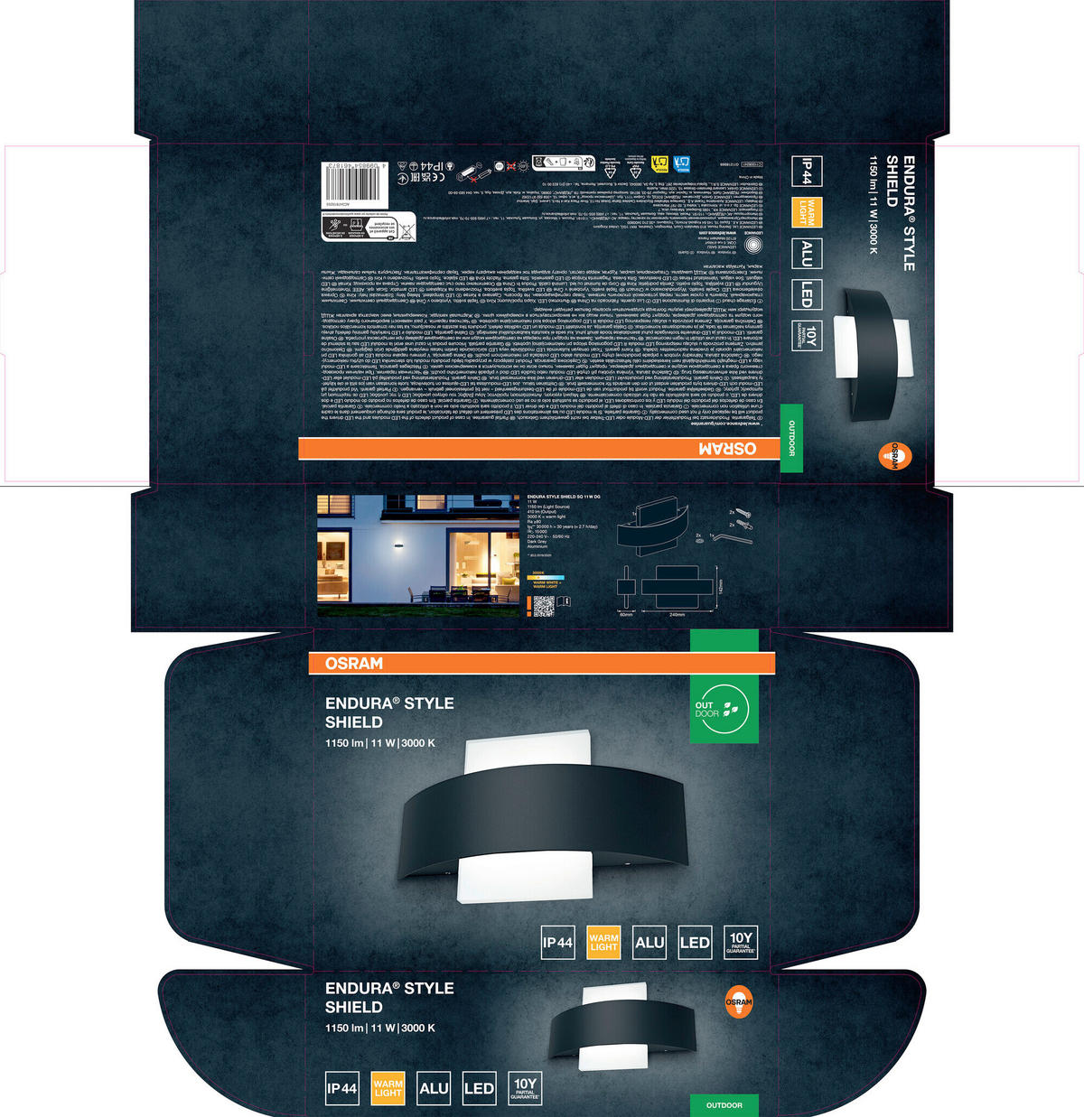 LED-AUßENLEUCHTE 6/24/14,2 cm   - Dunkelgrau, Basics, Kunststoff/Metall (6/24/14,2cm) - Osram