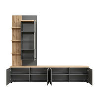 WOHNWAND 3-teilig  in Anthrazit, Eichefarben  240/212/40 cm  - Eichefarben/Anthrazit, Design, Glas/Holzwerkstoff (240/212/40cm) - MID.YOU