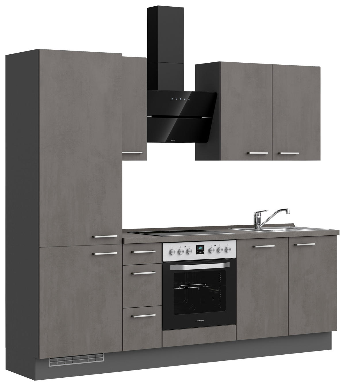 KÜCHENLEERBLOCK Riva 240 cm  in Schieferfarben  - Schieferfarben/Edelstahlfarben, MODERN, Holzwerkstoff/Metall (240cm) - Nobilia