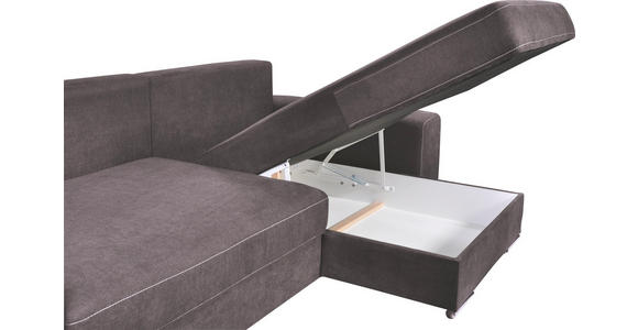 WOHNLANDSCHAFT in Textil Dunkelbraun - Chromfarben/Dunkelbraun, Design, Textil/Metall (283/179cm) - Hom`in