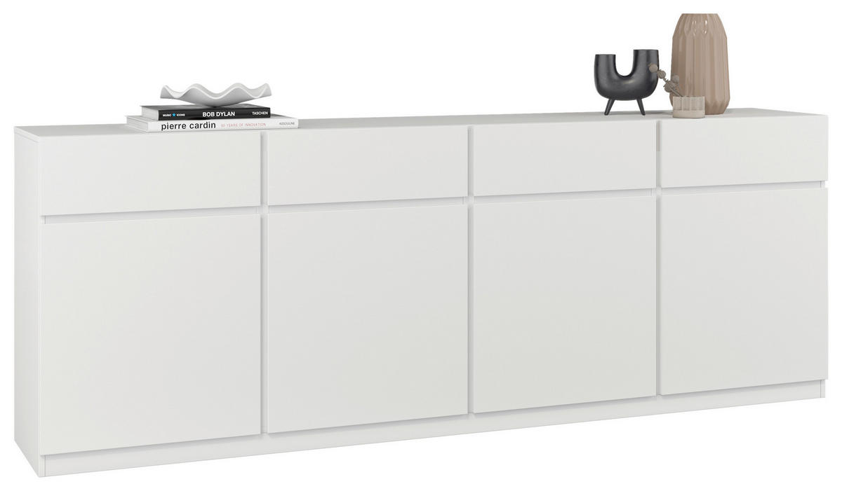 ŠIROKÁ KOMODA, bílá, 225/82,5/40 cm - bílá, Design, kompozitní dřevo (225/82,5/40cm) - MID.YOU