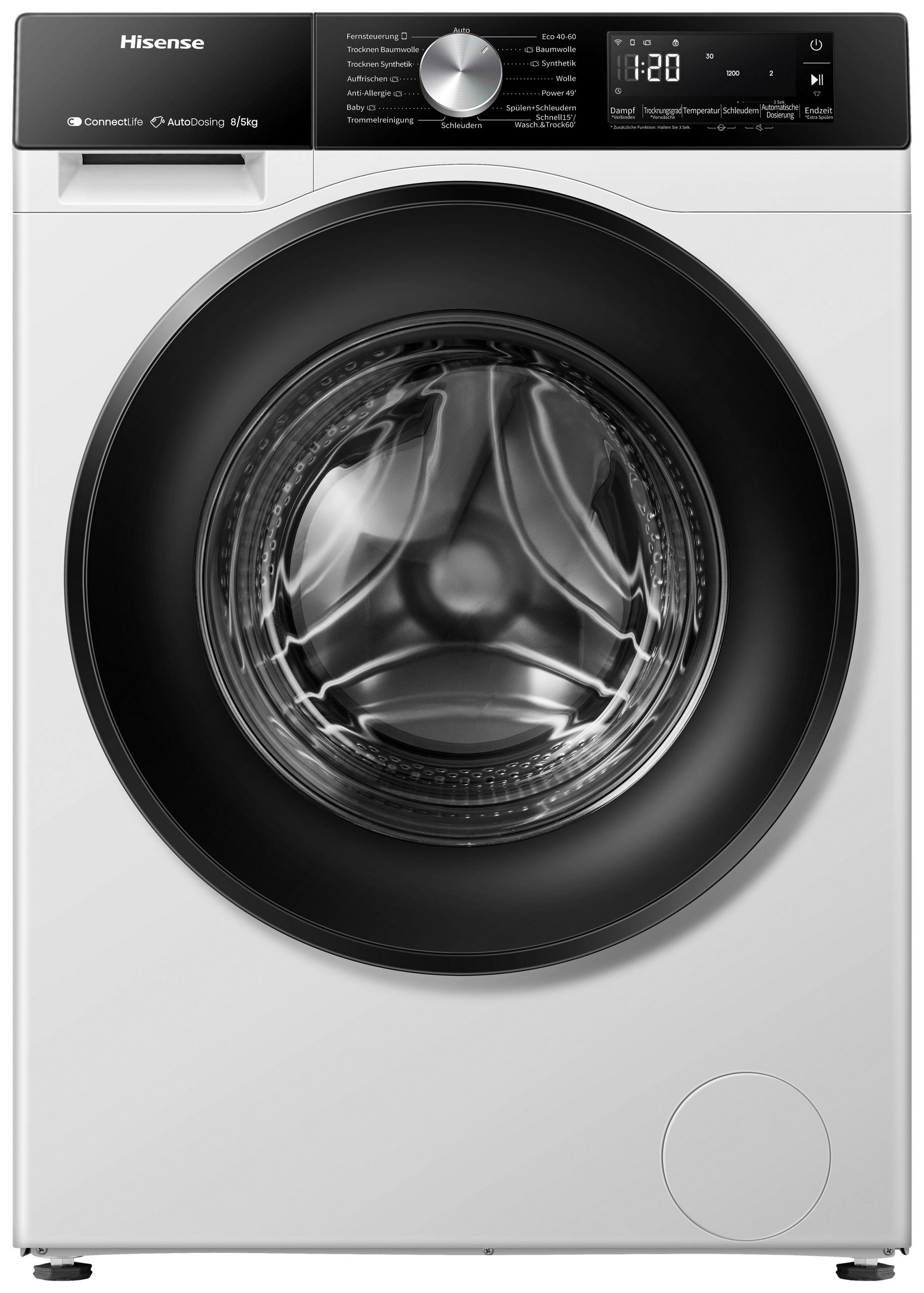 WASCHTROCKNER WD3S8045BW3  - Schwarz/Weiß, Basics, Glas/Kunststoff (59,5/84,5/51cm) - Hisense