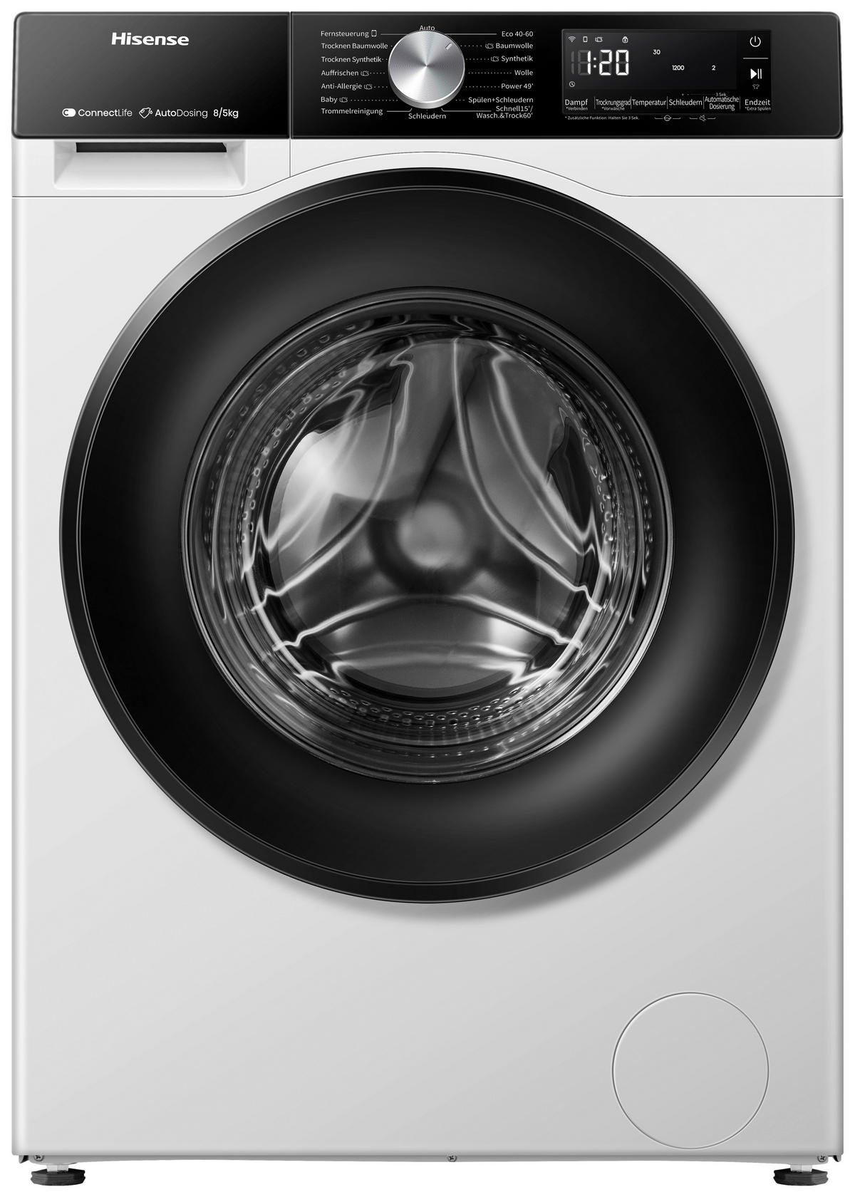 WASCHTROCKNER WD3S8045BW3  - Schwarz/Weiß, Basics, Glas/Kunststoff (59,5/84,5/51cm) - Hisense