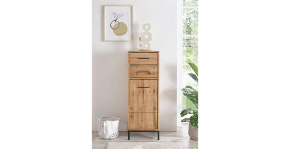 MIDISCHRANK 40/115/35 cm  - Wildeiche/Schwarz, Basics, Holz/Metall (40/115/35cm) - Linea Natura