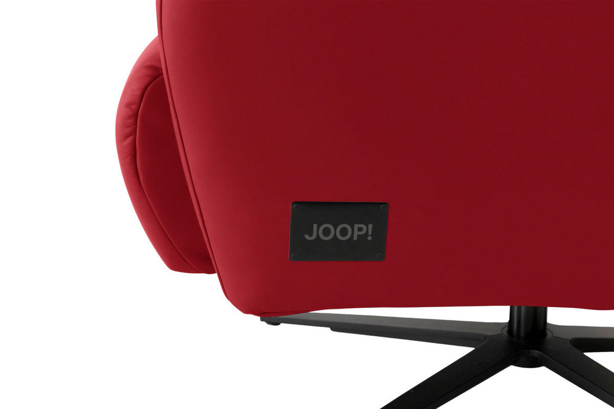 RELAXSESSEL in Leder Rot  - Rot/Schwarz, MODERN, Leder/Metall (66/110/83cm) - Joop!
