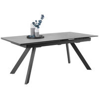 ESSTISCH in Metall, Glas, Keramik 180-260/95/76 cm   - Schwarz/Grau, Design, Glas/Keramik (180-260/95/76cm) - Novel