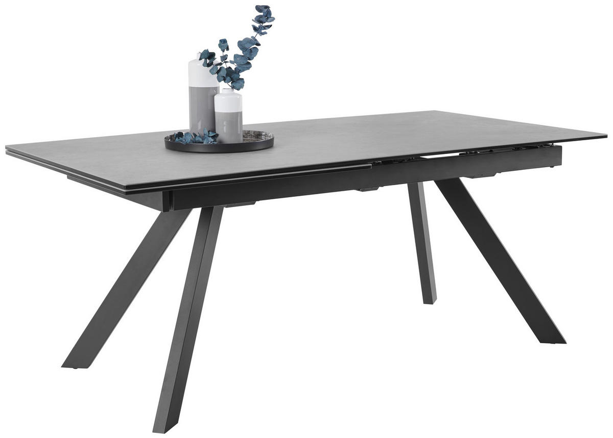 ESSTISCH in Metall, Glas, Keramik 180-260/95/76 cm   - Schwarz/Grau, Design, Glas/Keramik (180-260/95/76cm) - Novel