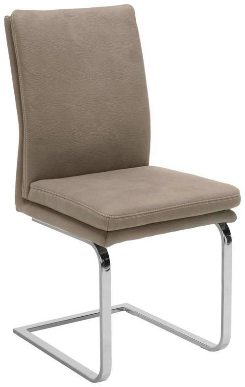 SCHWINGSTUHL  in Stahl Mikrofaser  - Taupe/Chromfarben, Design, Textil/Metall (47/100/64cm) - Novel