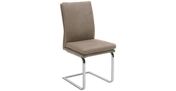 SCHWINGSTUHL in Stahl Mikrofaser - Taupe/Chromfarben, Design, Textil/Metall (47/100/64cm) - Novel