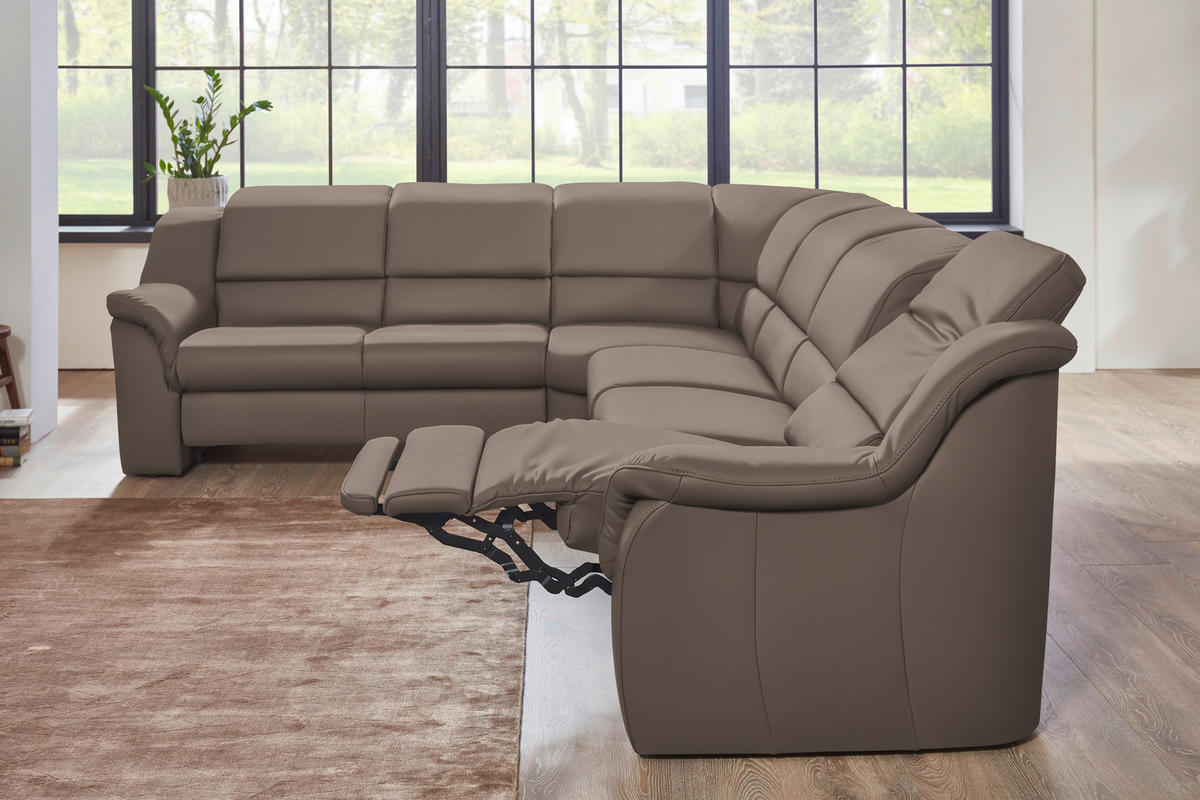 ECKSOFA  in Echtleder Fango  260/324 cm  - Fango/Schwarz, KONVENTIONELL, Leder/Kunststoff (260/324cm) - Cantus